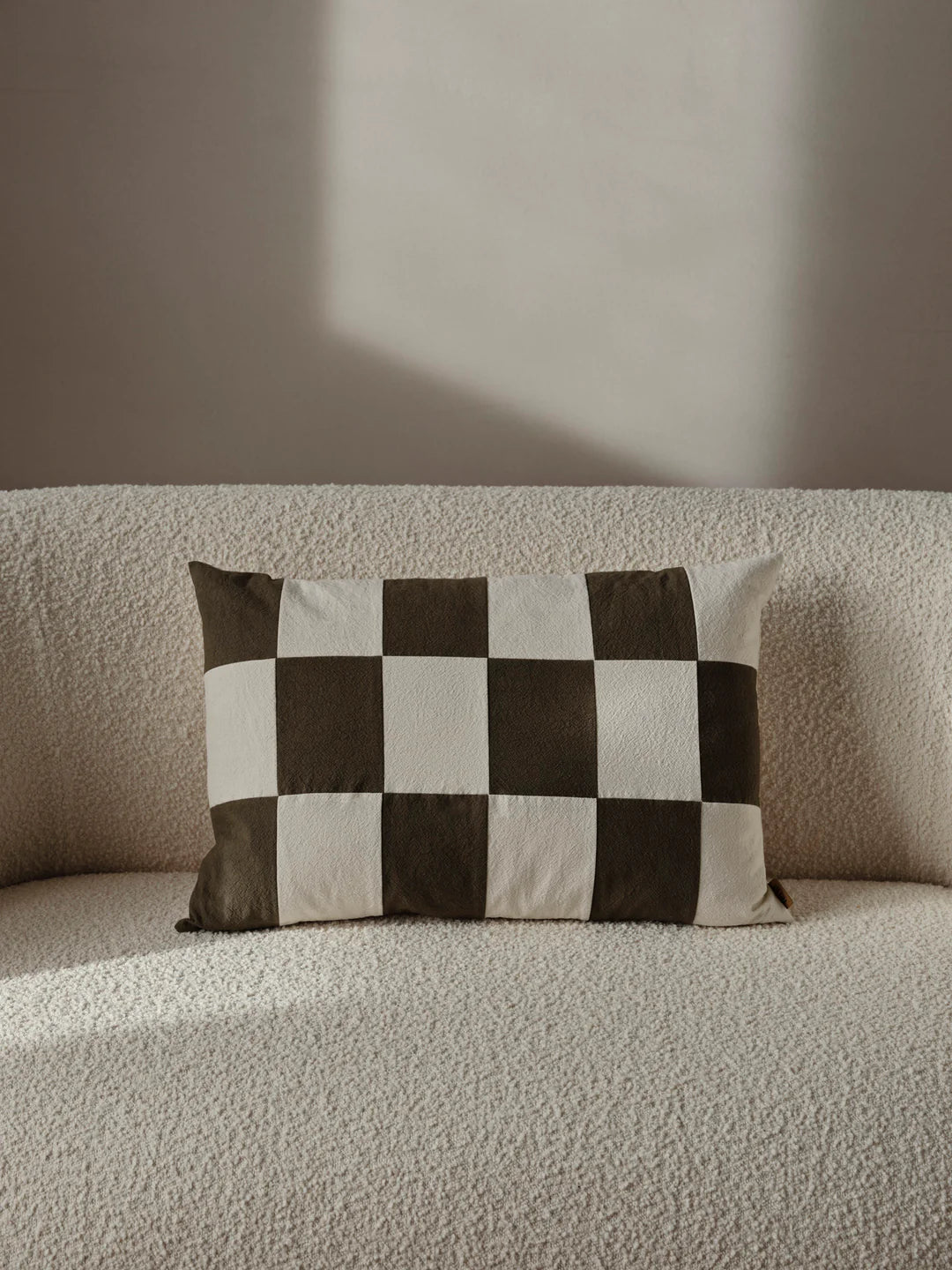 Fold Patchwork Cushion- Dark Olive/Undyed