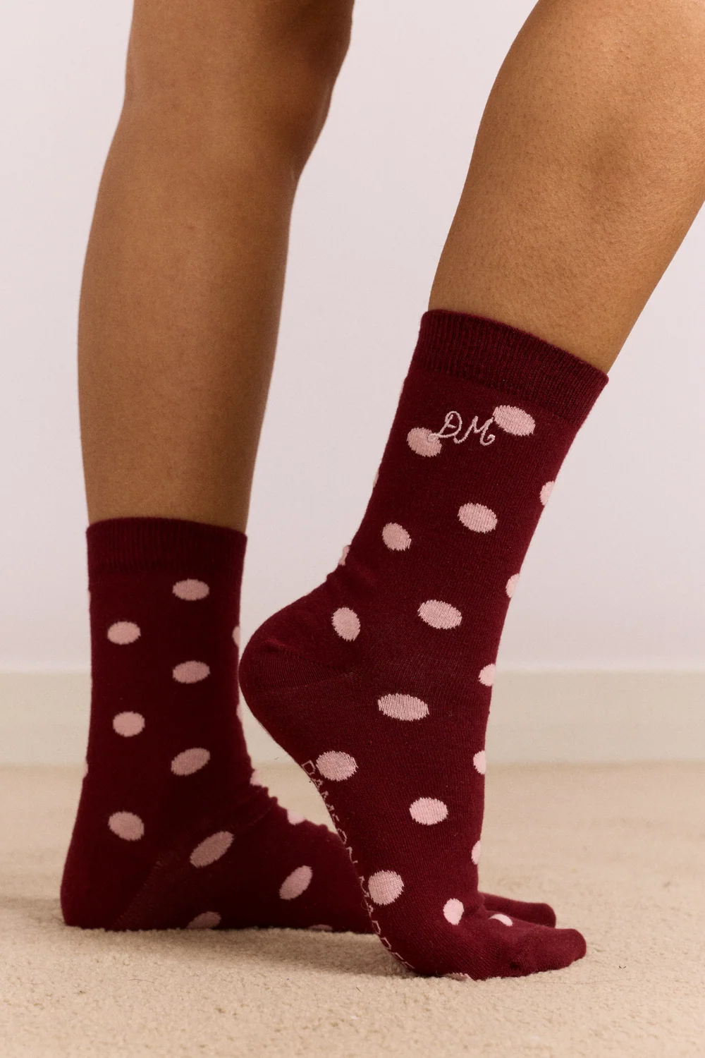 2 Pack Spot Socks - Pink & Burgundy