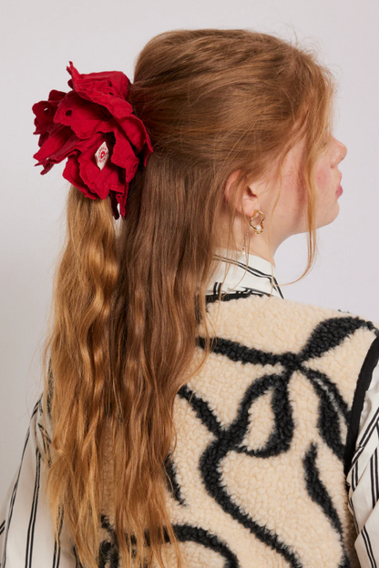 Embroidered Scrunchie - Red