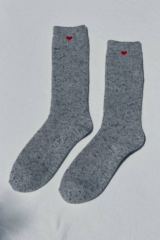 Embroidered Snow Socks - Cookies & Cream Embroidered Heart