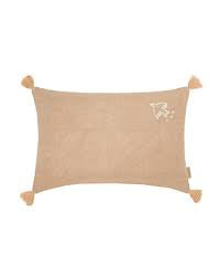 Linen Embroidered Cushion - Sesame