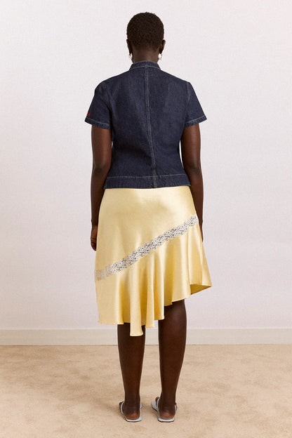 Nelly Button Trim Top - Indigo