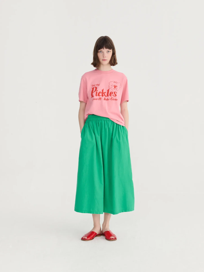 Recycled Cotton Evasè Skirt- Green