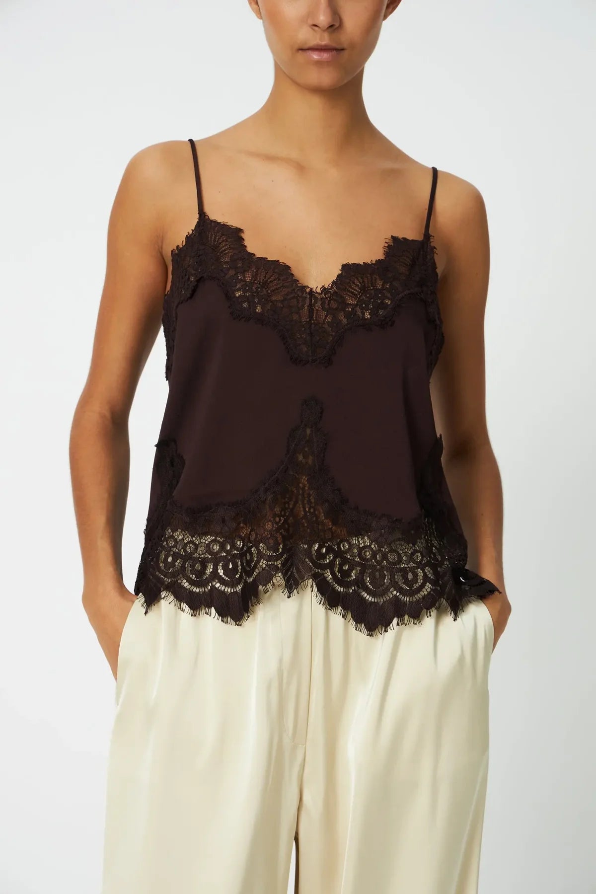Underlayer Lace Top - Dark Brown