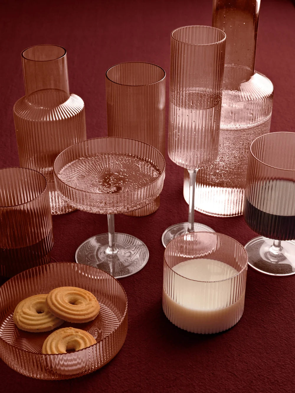 Ripple Low Glasses -Set of 4 - Blush