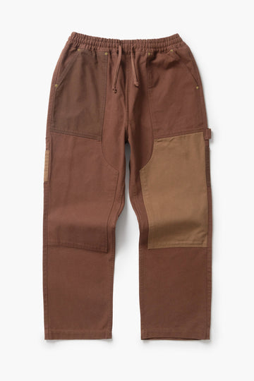 Patchwork Utility Chef Pants - Brown