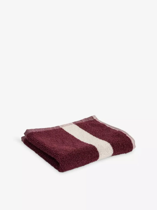 Stripe Cotton Wash Cloth - Burgundy