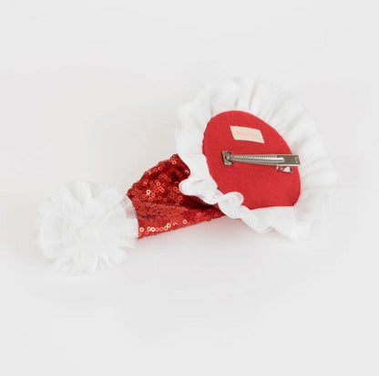 Sequin Santa Hat Hair  Clip