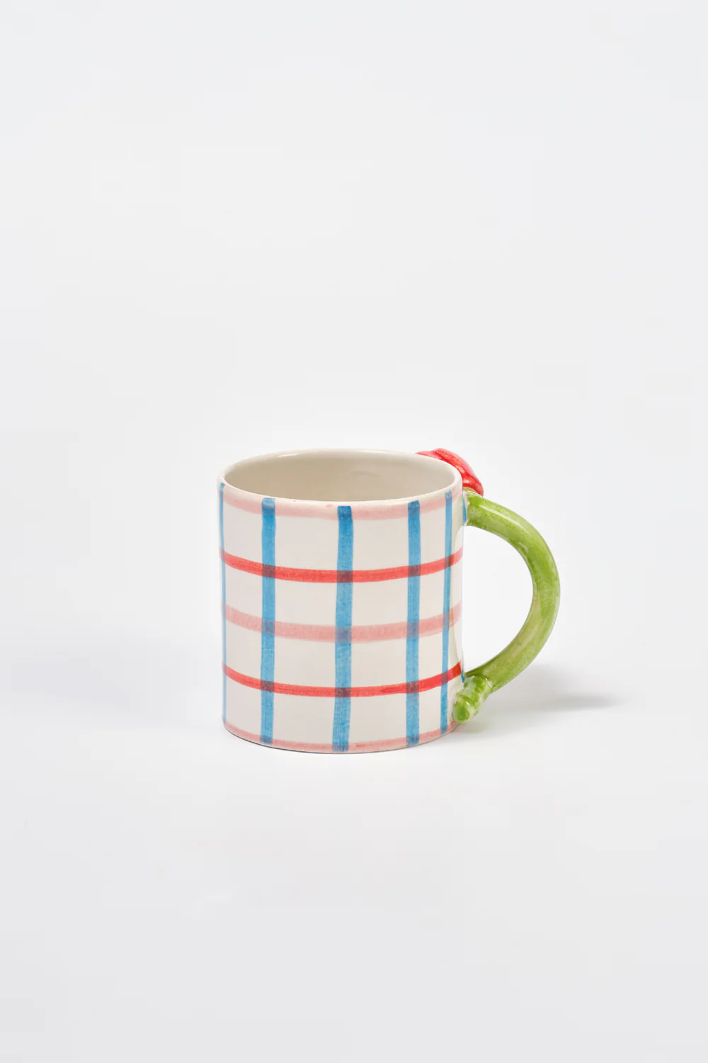 Hand Painted Tulip Handle Mug - Check
