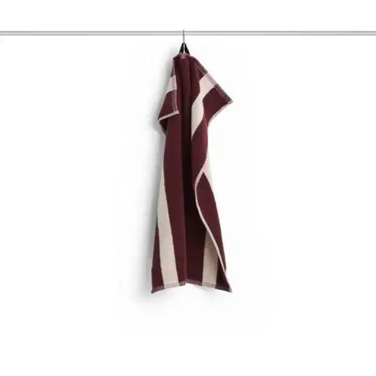 Stripe Cotton Hand Towel - Burgundy