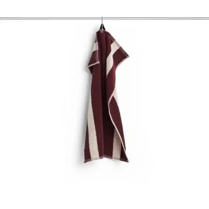 Stripe Cotton Hand Towel - Burgundy