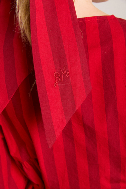 Oversized Bow Clip - Red & Burgundy Stripe