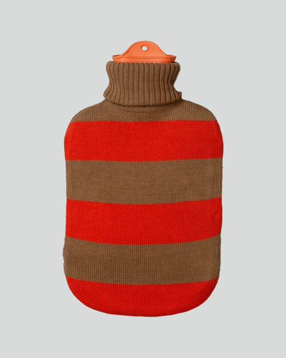 Hot Water Bottle - Striped Vermillion/ Camel