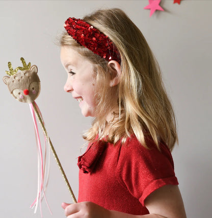 Red Sequin Velvet Headband