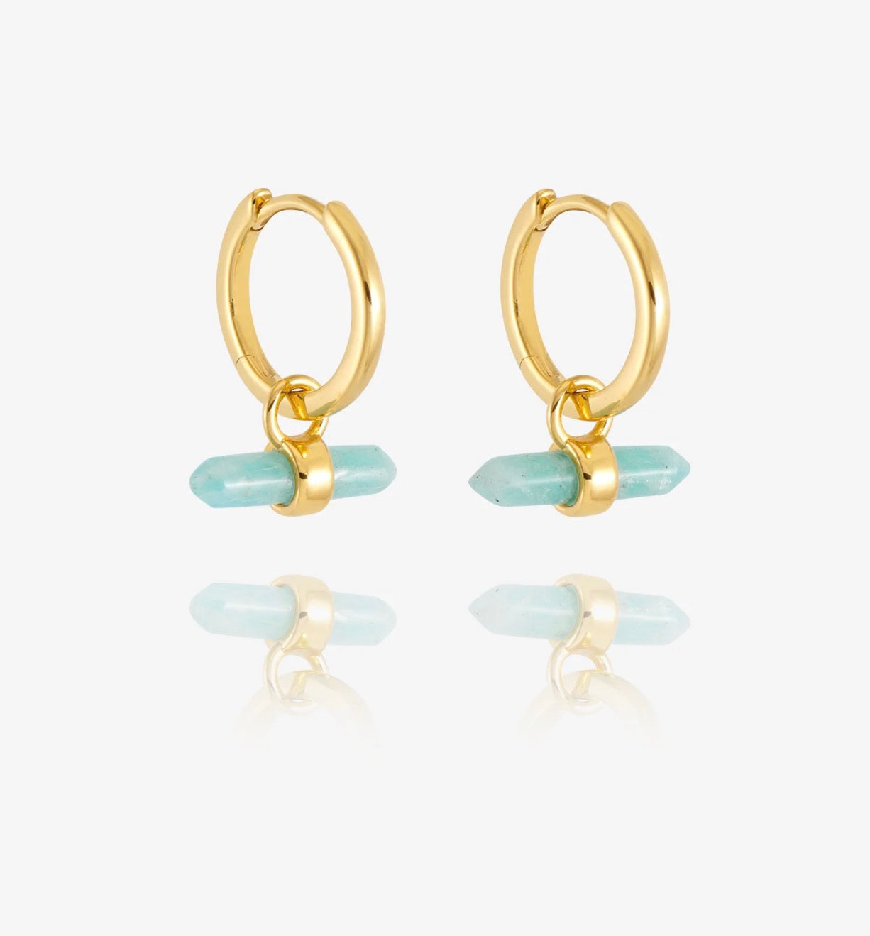 Tranquility Aquamarine T Bar Huggie Hoop Earrings