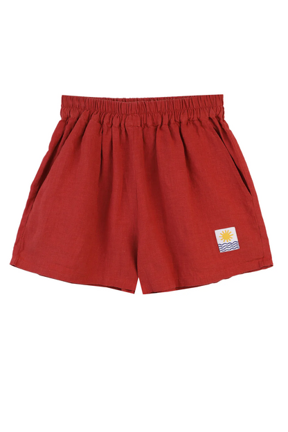 Basic Linen Shorts - Paprika