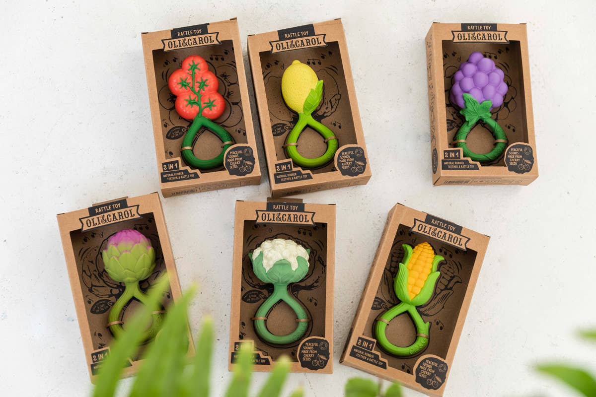 Lemon Rattle Toy - Natural Rubber Baby Rattle Oli&Carol