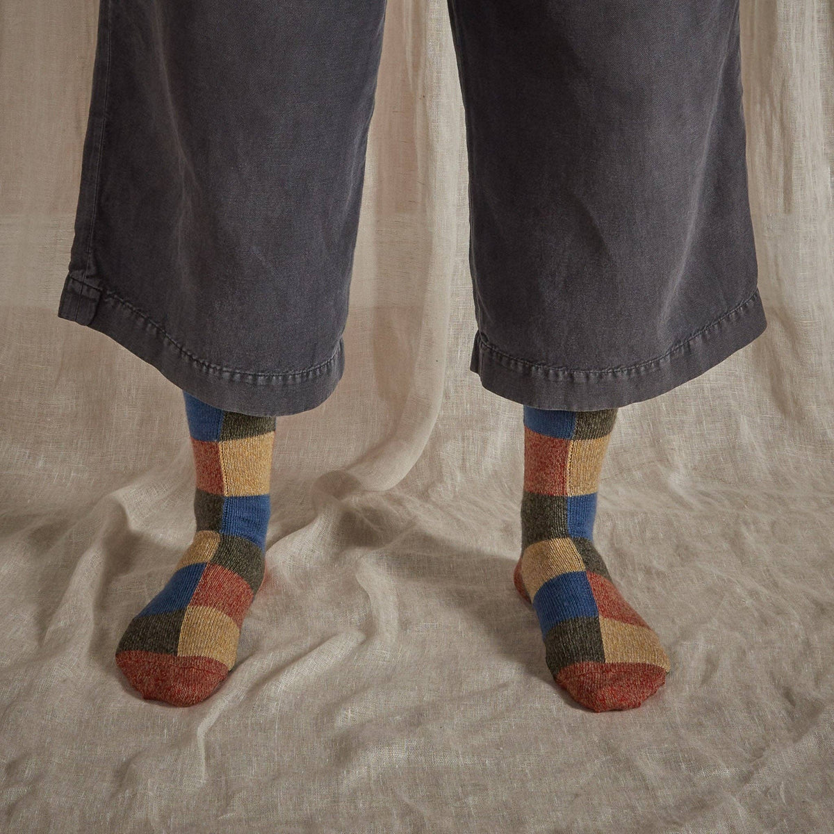 Fine Merino Wool Socks | Colour Patchwork: UK 8-11
