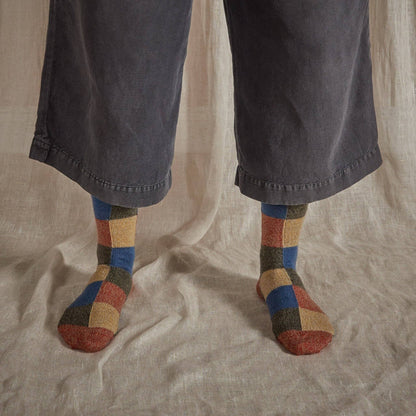 Fine Merino Wool Socks | Colour Patchwork: UK 8-11