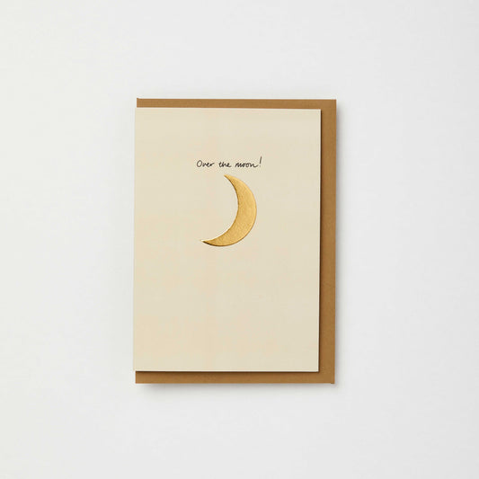 Over the moon good news/new baby card with gold foil: Kraft / Naked cards