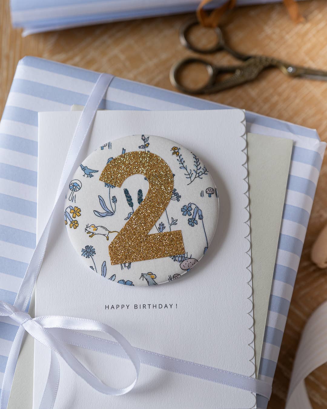 Birthday Badge Age 2 - Liberty Theo Fabric