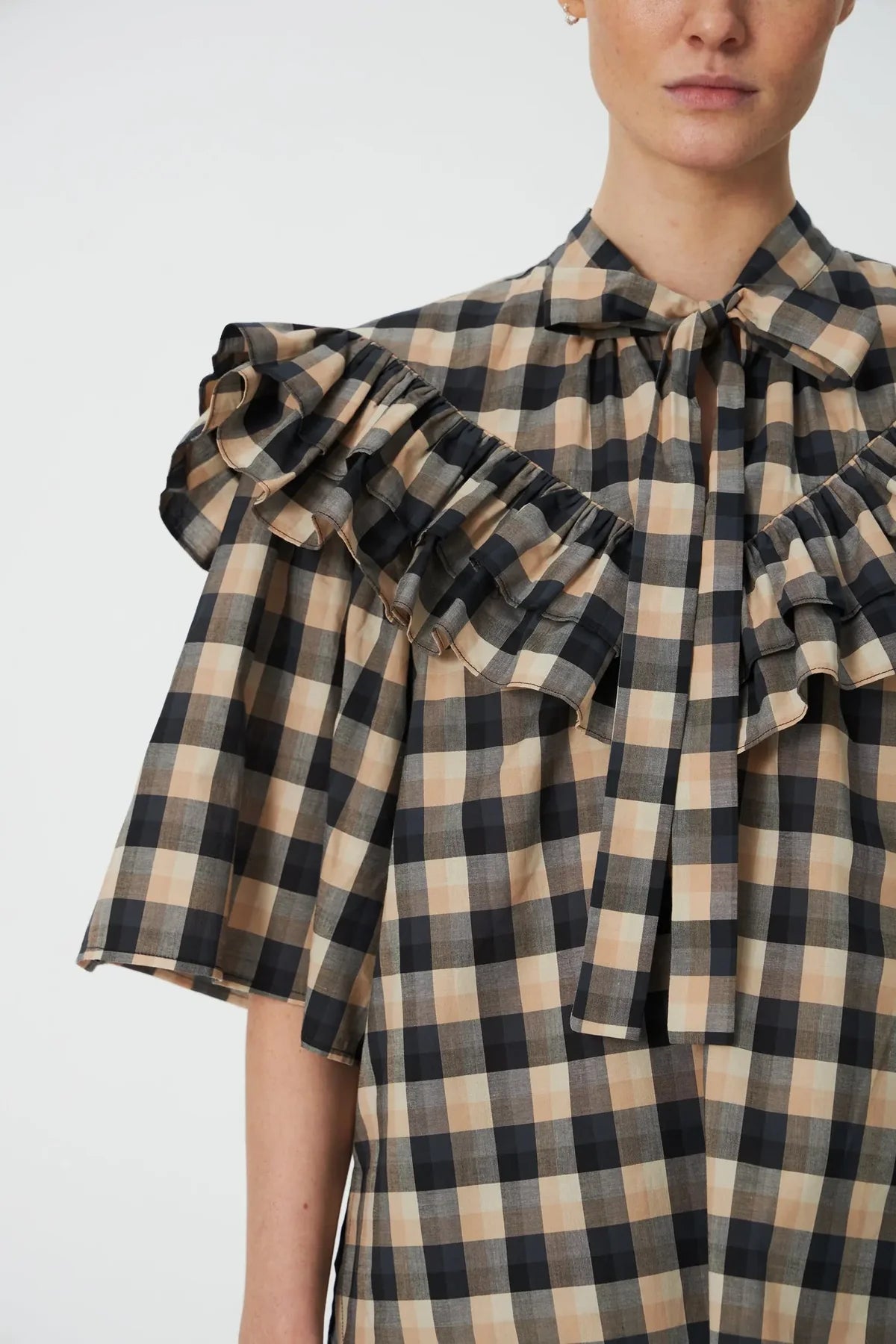 Frill Check Blouse