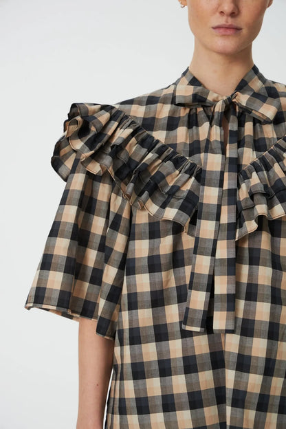 Frill Check Blouse