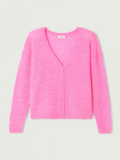 Nuggy V-Neck Cardigan- Fluro Petunia Melange