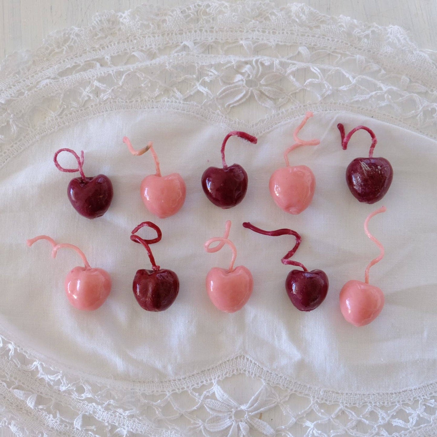 Cherry Beeswax Birthday Candles Set of 5