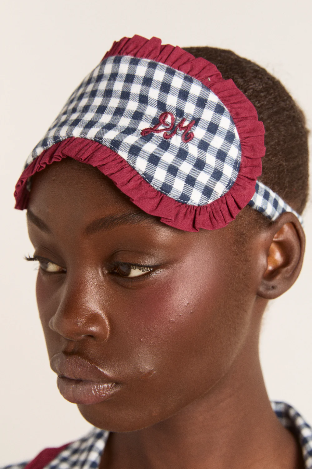 Eye Mask - Navy Gingham