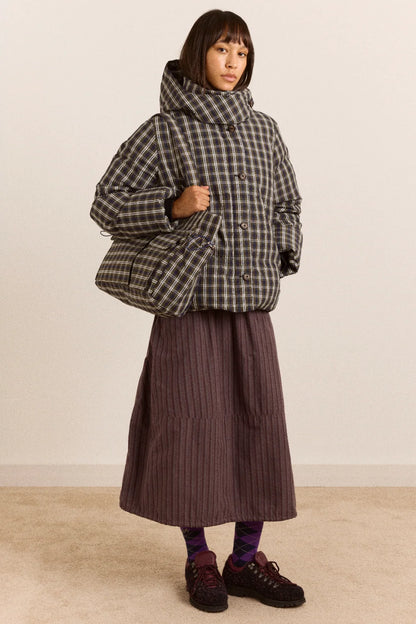 Pearl Hooded Puffer - Lyra Navy & Green Check