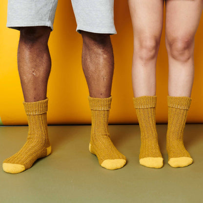 Unisex Recycled Silk Blend Ribbed Socks: Green & jade - large