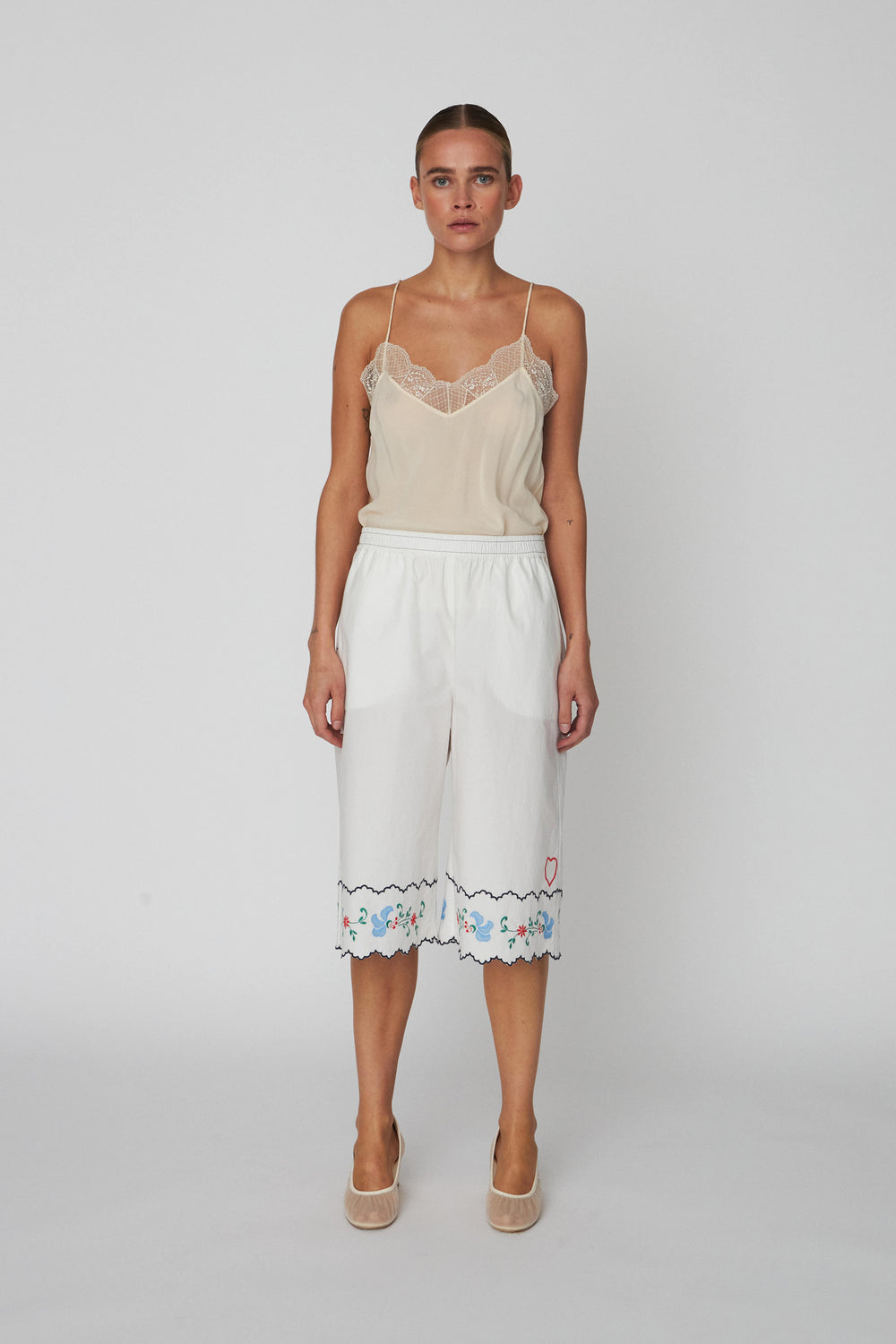Coloured Embroidered Oversized Shorts