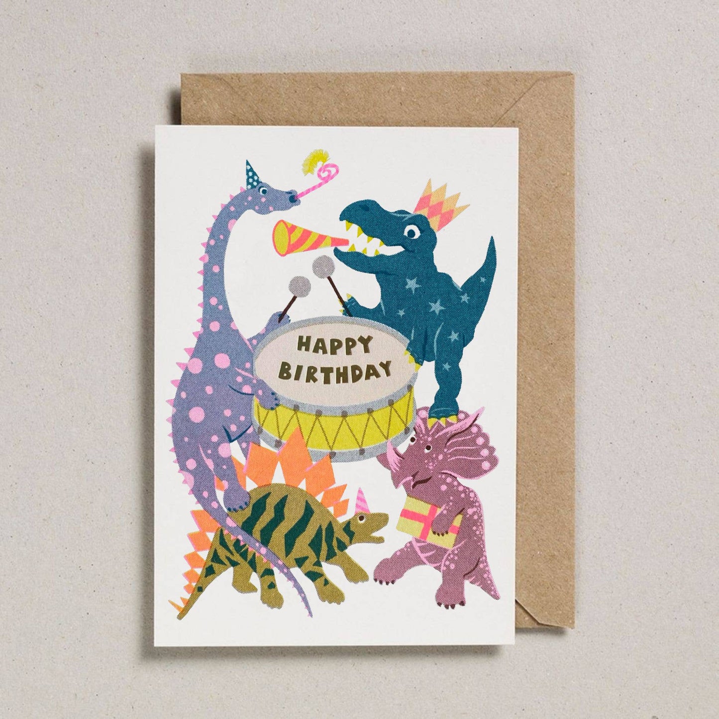 Dinsosaurs Kids Birthday Card- Risograph Printed