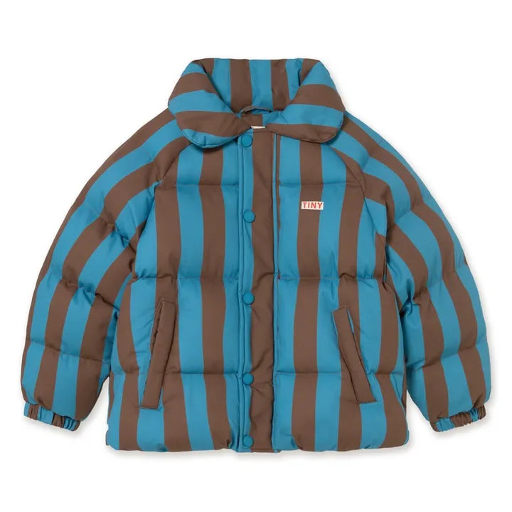 Blue Cocoa Stripes Puffer