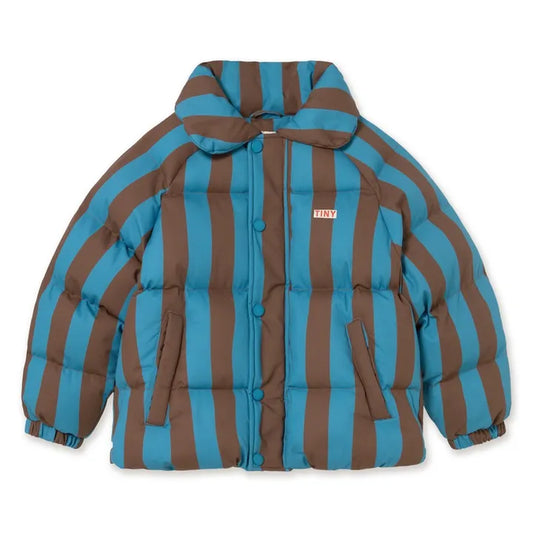 Blue Cocoa Stripes Puffer