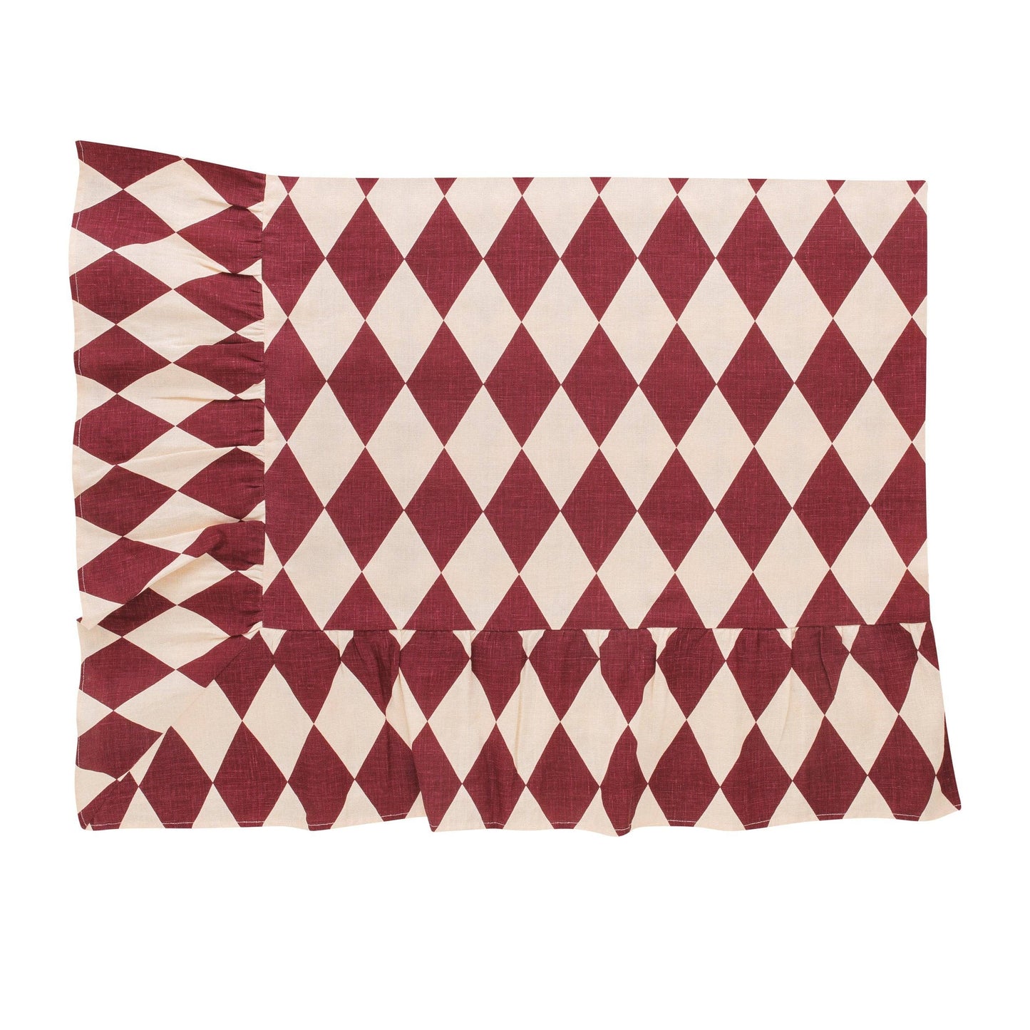 Harlequin frill tablecloth, claret/cream