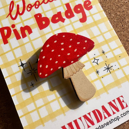 Woodland Mushroom Wooden Pin
