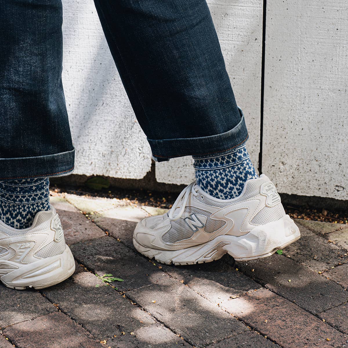 NK0101 Wool Jacquard Socks: Oatmeal / M (USM7-9/USW8-10/EUR40-43)