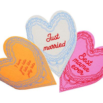 Just married wedding cake heart card