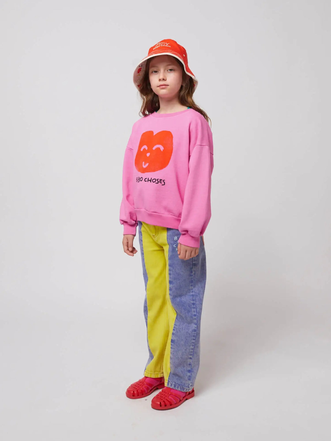 Joyful Face Sweatshirt - Fuchsia