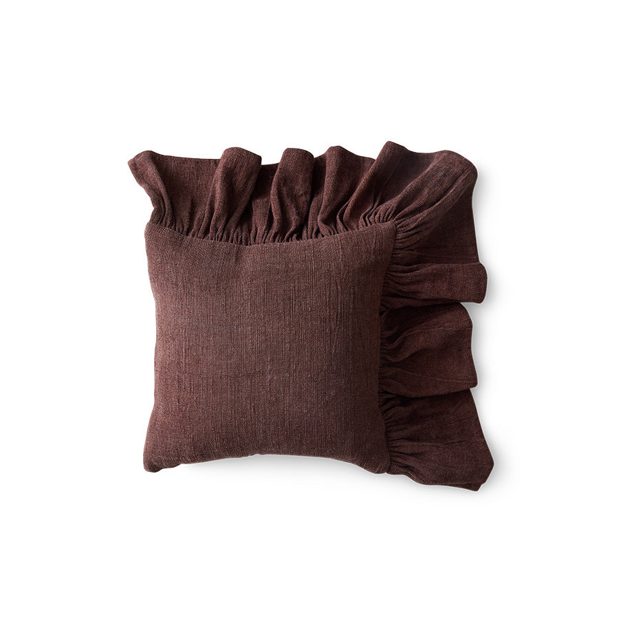 Ruffle Cushion: Chestnut
