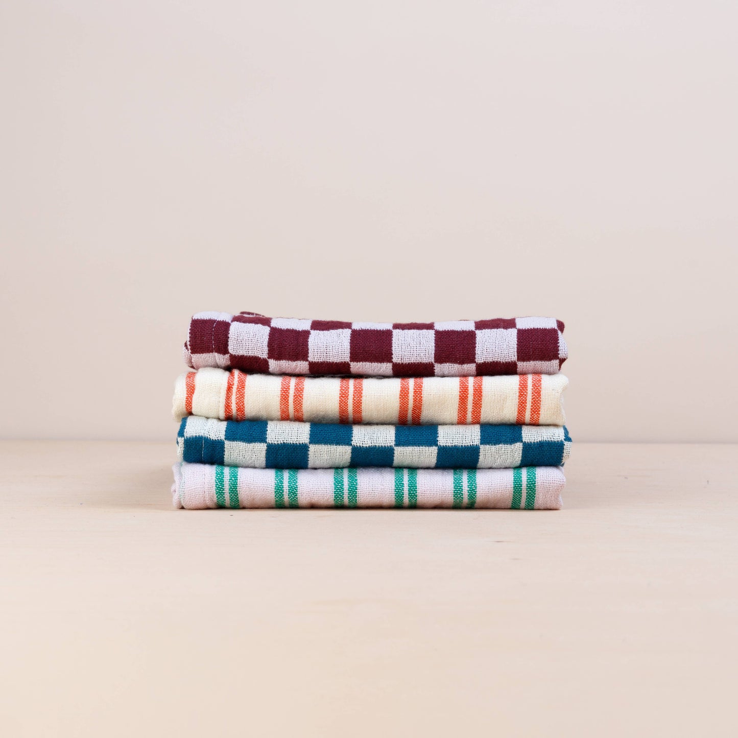 Cotton Hand Towel: Burgundy Check