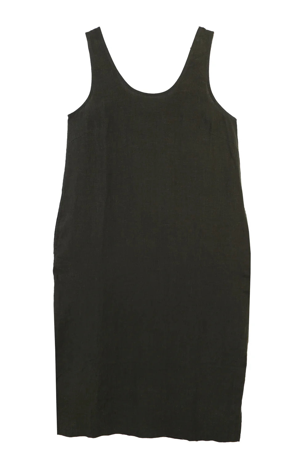 Basic Linen Shift Dress - Dark Forest