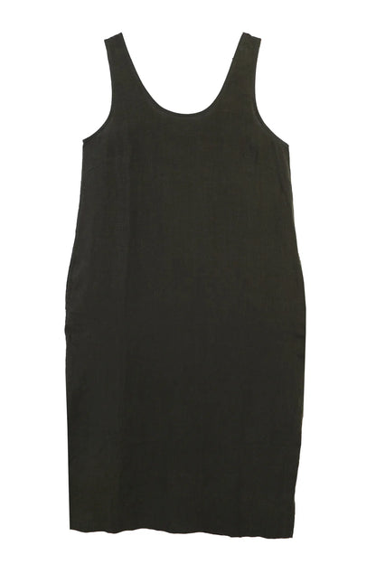 Basic Linen Shift Dress - Dark Forest
