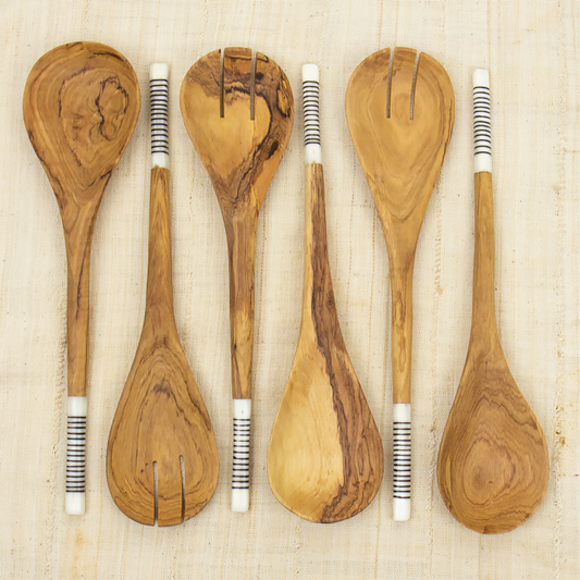 Stripe Salad Servers
