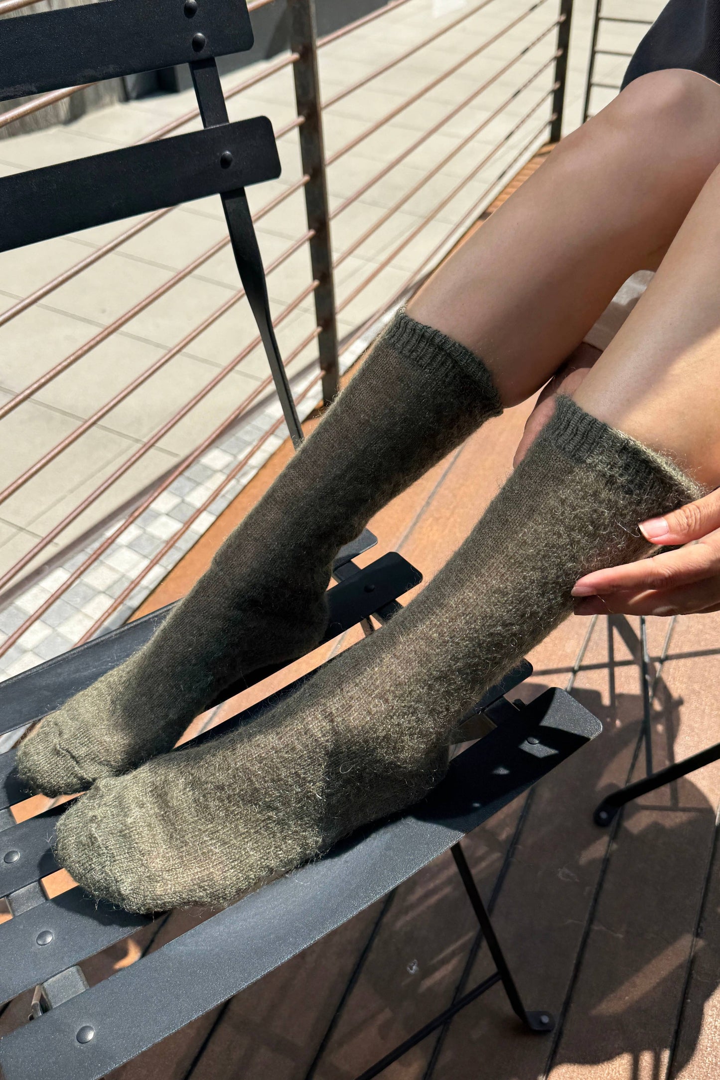 Mohair Veil Socks - Mountain Olive