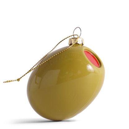 Olive Glass Decoration, 7cm
