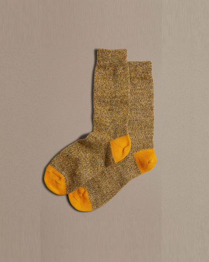 Fine Merino Wool Socks | Dark Yellow Marl: UK 8-11