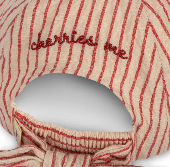 Ellie Bow Cap - Cherry Amour Stripe